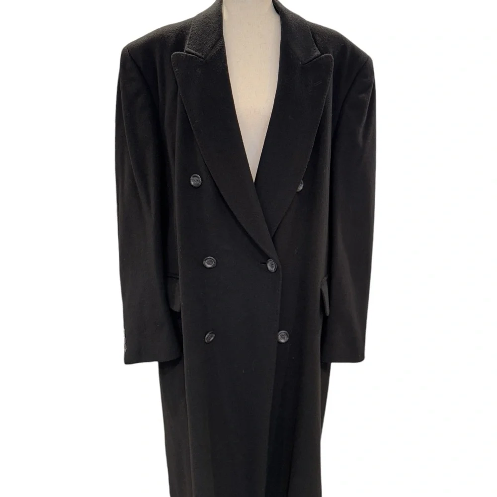 Black Long  Coat Imported Fabric Cashmere Size 44R‎
